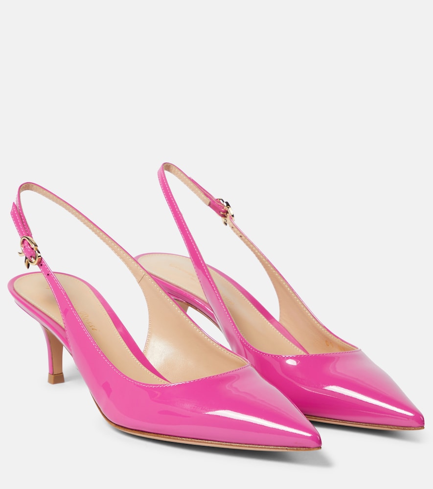 Gianvito Rossi Gianvito Rossi Ribbon patent leather slingback pumps　ジャンヴィト ロッシ リボン パテントレザー スリングバック パンプス