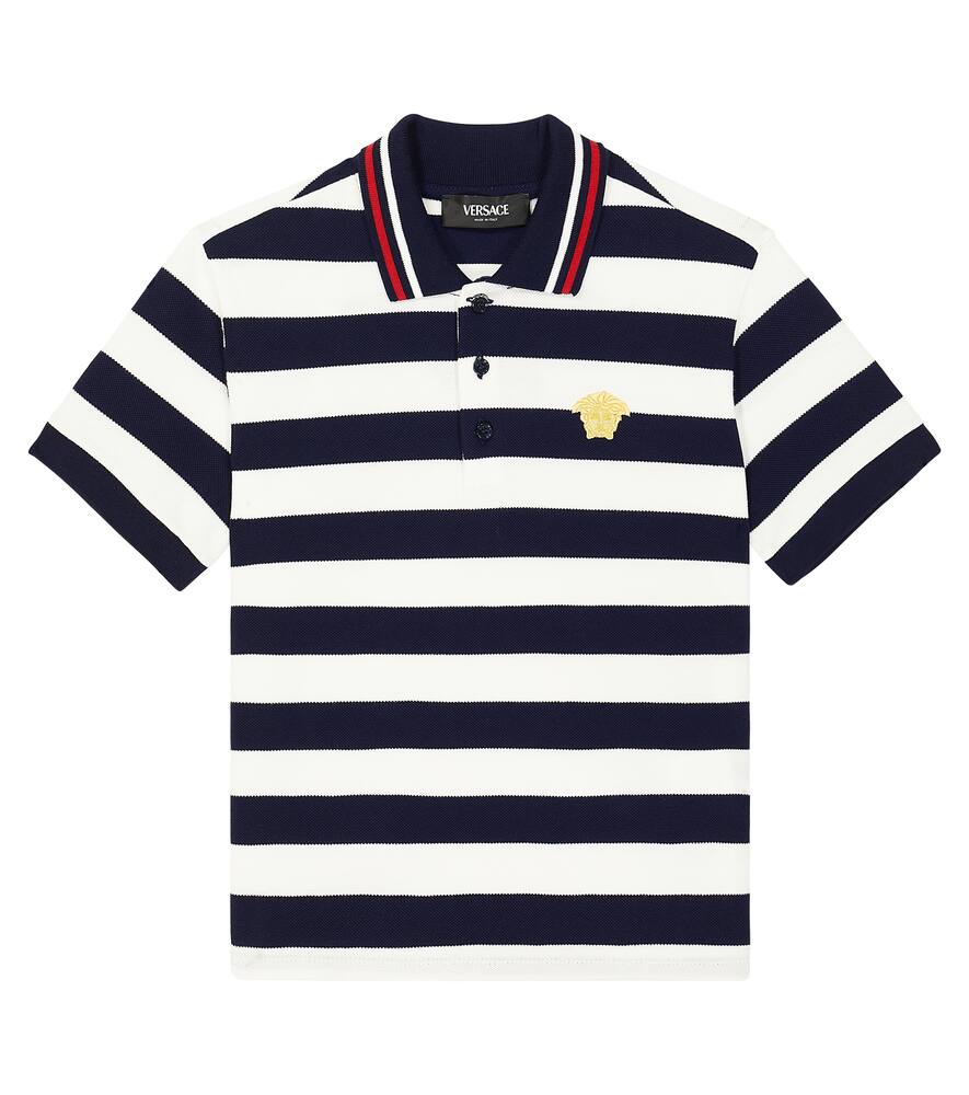 Versace Kids Striped cotton piqué polo shirt