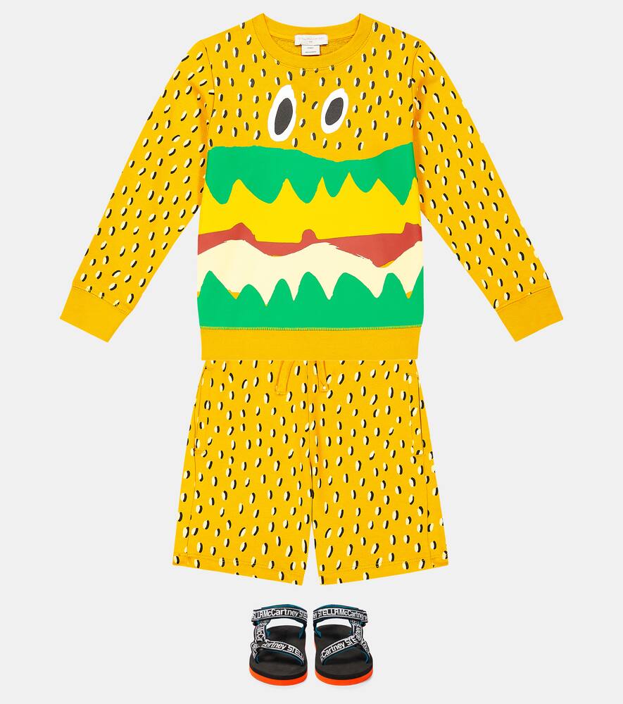 Stella Mccartney Printed Cotton Sweatshirt And Sweatpants Set In Yellow