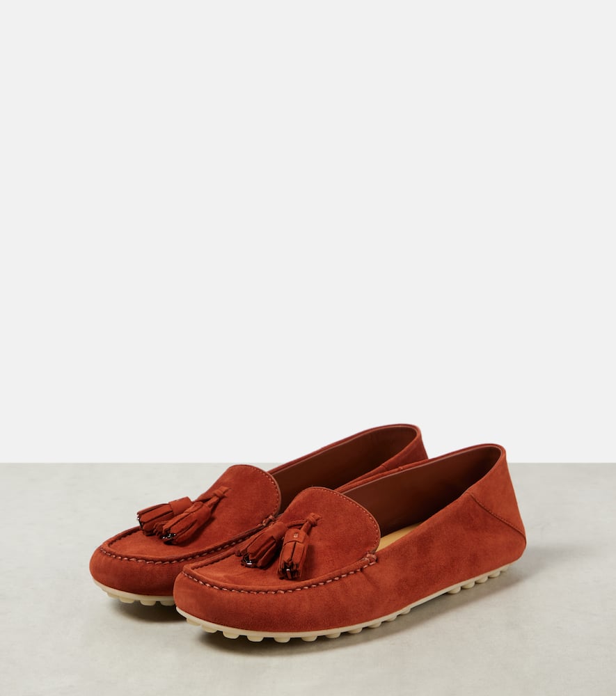LORO PIANA DOT SOLE WALK SUEDE MOCCASINS