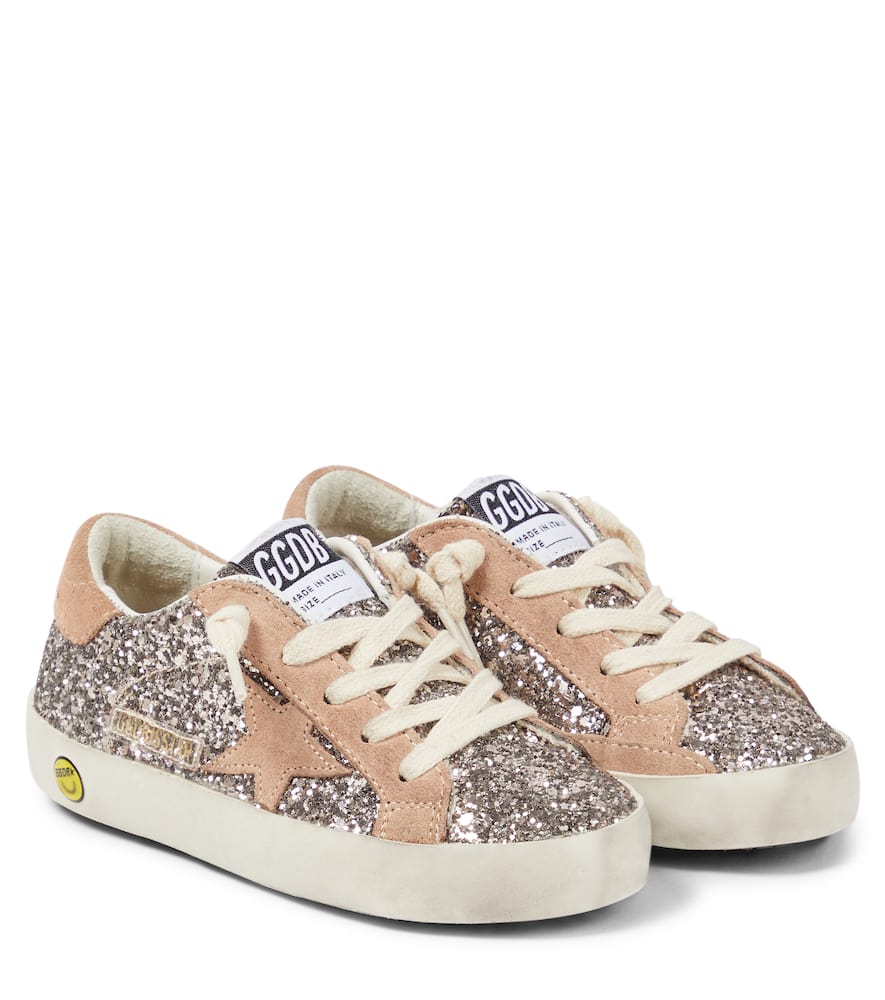 Golden Goose Super Star Glitter Upper Suede Star And Heel In White
