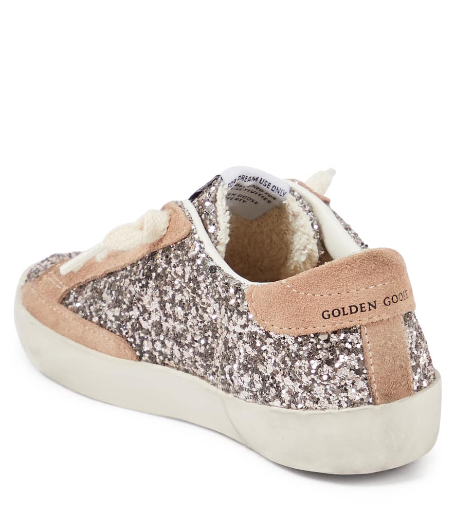 Golden Goose Super Star Glitter Upper Suede Star And Heel In White