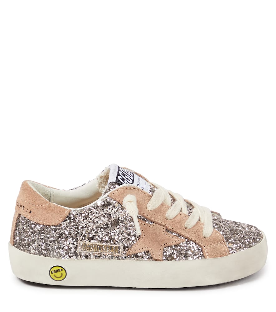 Golden Goose Super Star Glitter Upper Suede Star And Heel In White