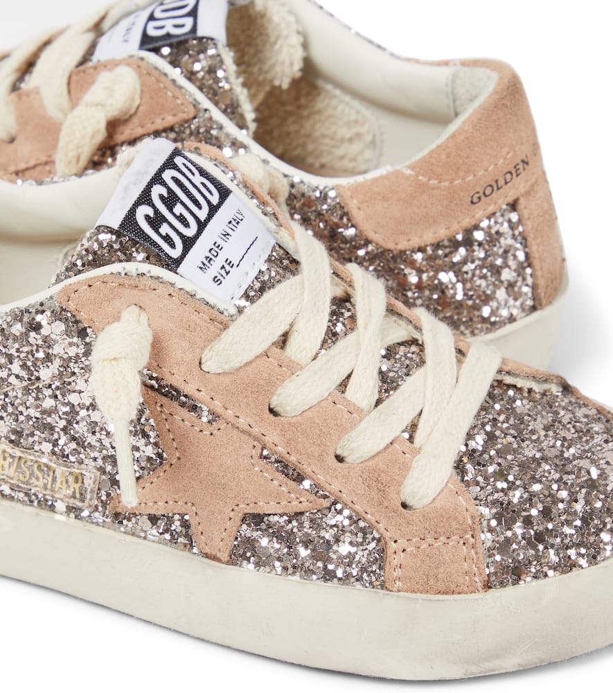 Golden Goose Super Star Glitter Upper Suede Star And Heel In White