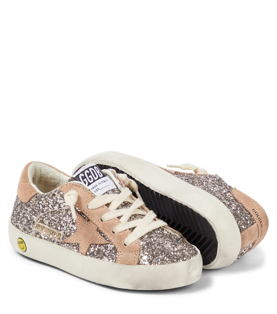 Golden Goose Super Star Glitter Upper Suede Star And Heel In White