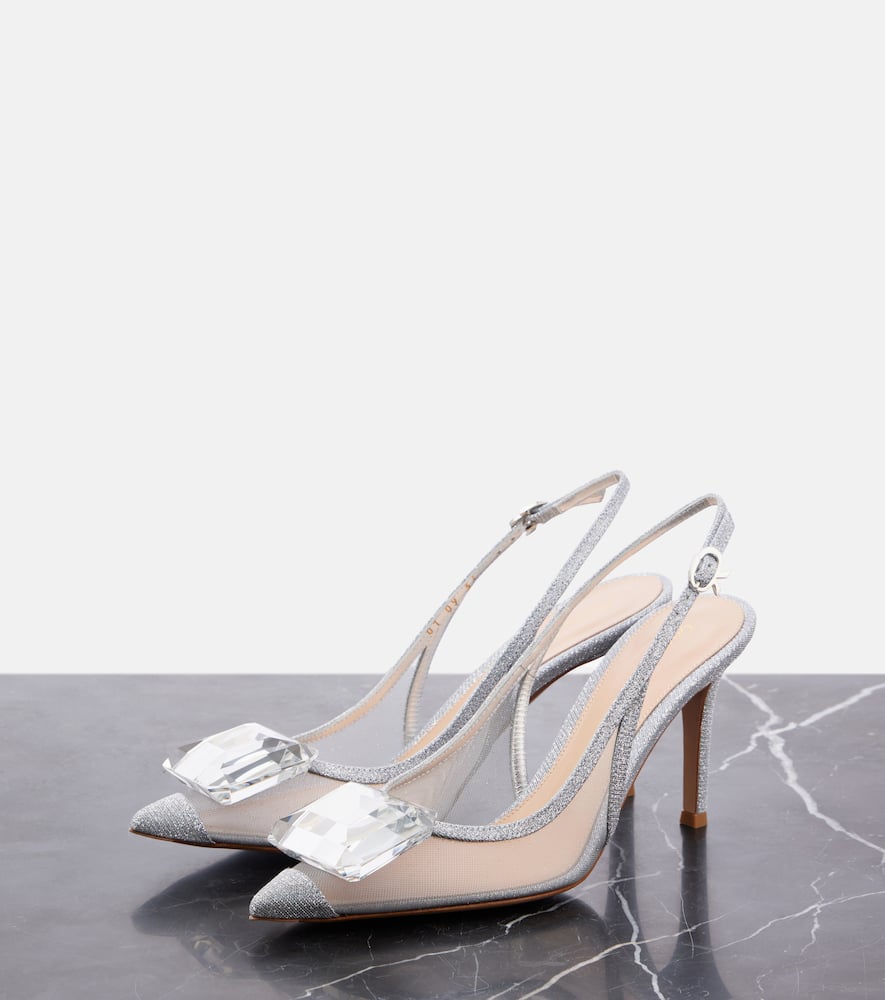 Gianvito Rossi Jaipur Mesh Slingback Pumps In Silver