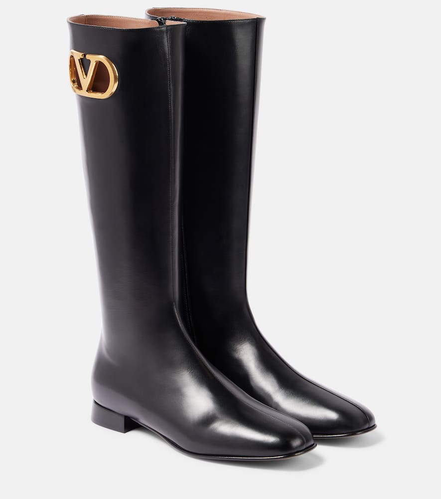 VLogo Signature leather knee-high boots