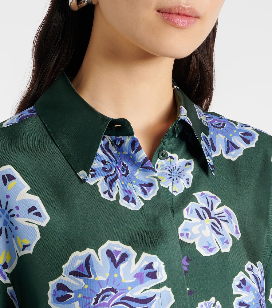 Dorothee Schumacher Floral Print Silk Twill Blouse In Green