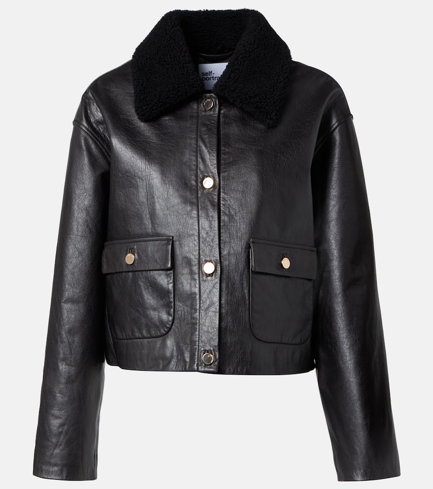 Shearling-trimmed leather jacket