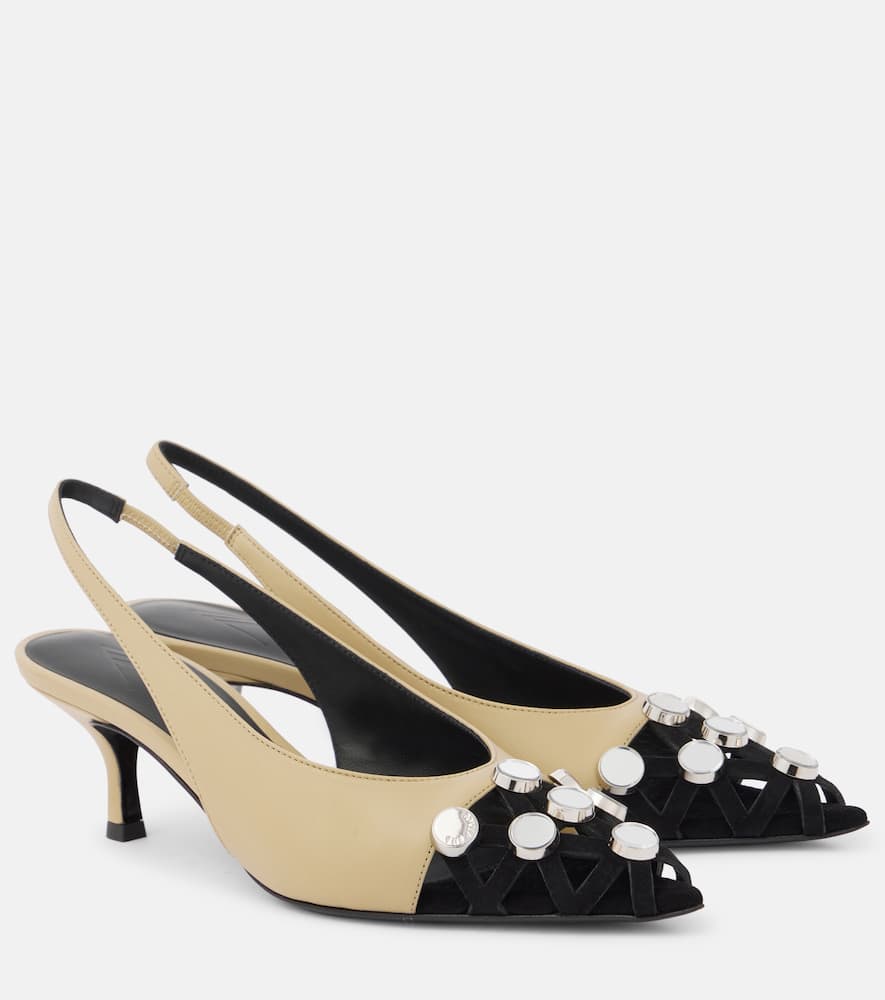 Fiona 50 embellished leather slingback pumps