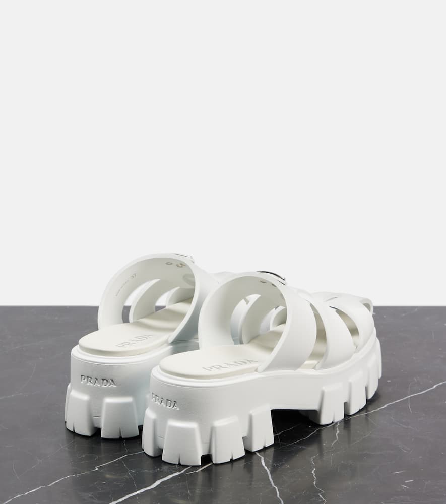 Prada Monolith Rubber Mules In Weiss