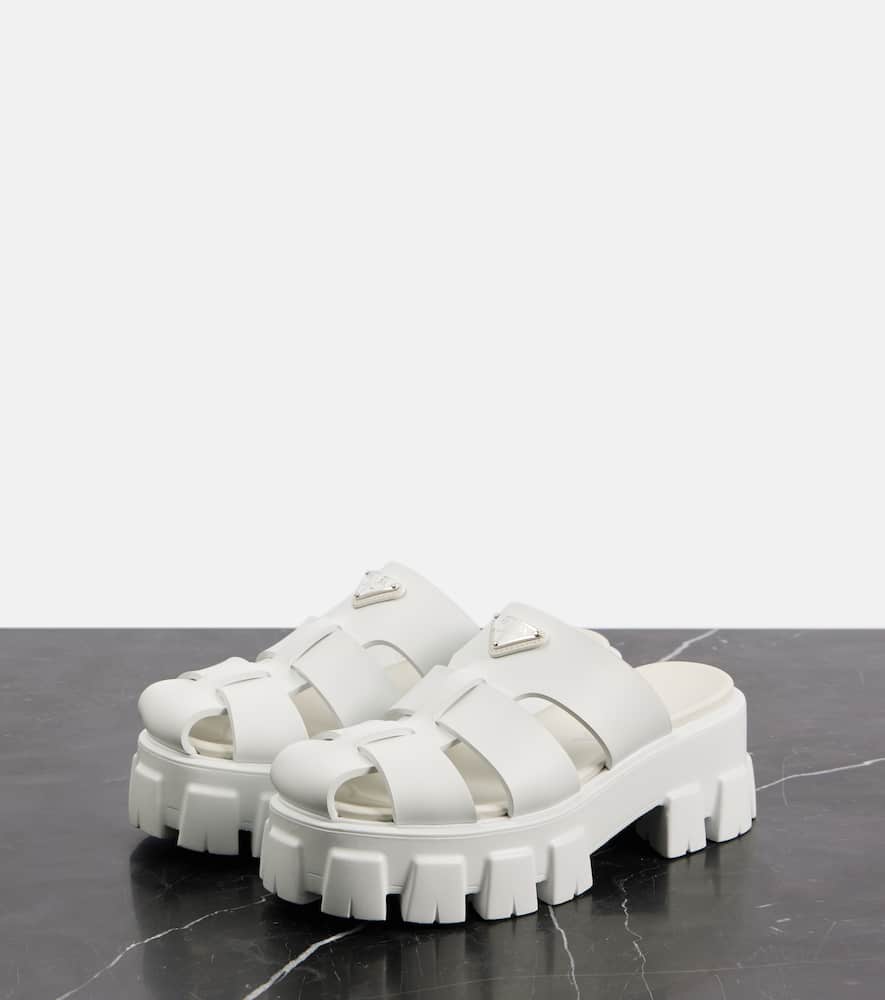 Prada Monolith Rubber Mules In Weiss