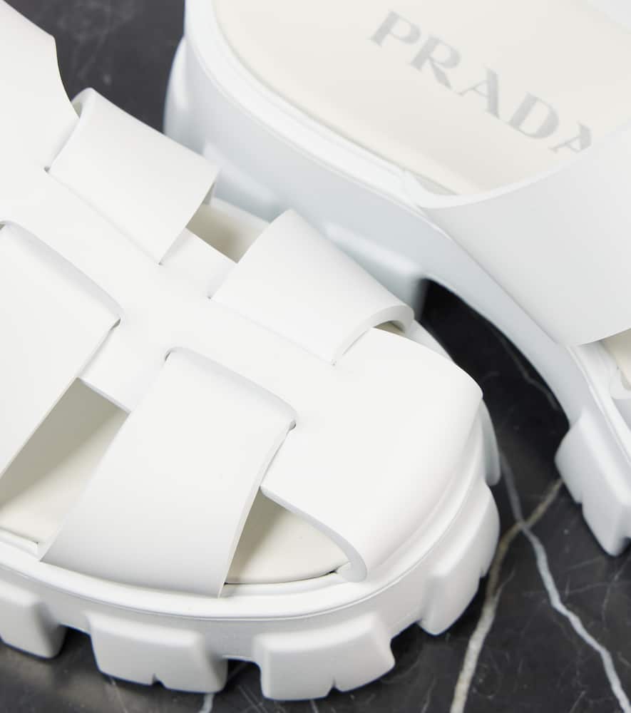 Prada Monolith Rubber Mules In Weiss