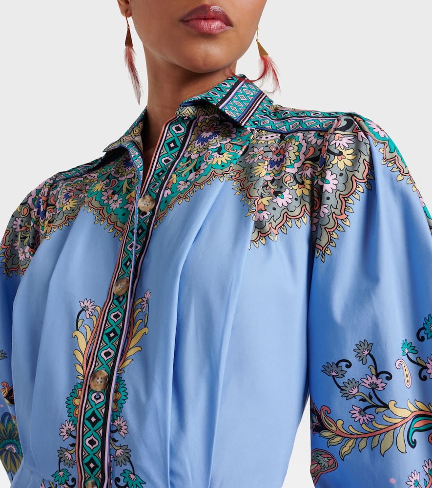 Etro Paisley-jacquard Knee-length Shirt Dress In Blue