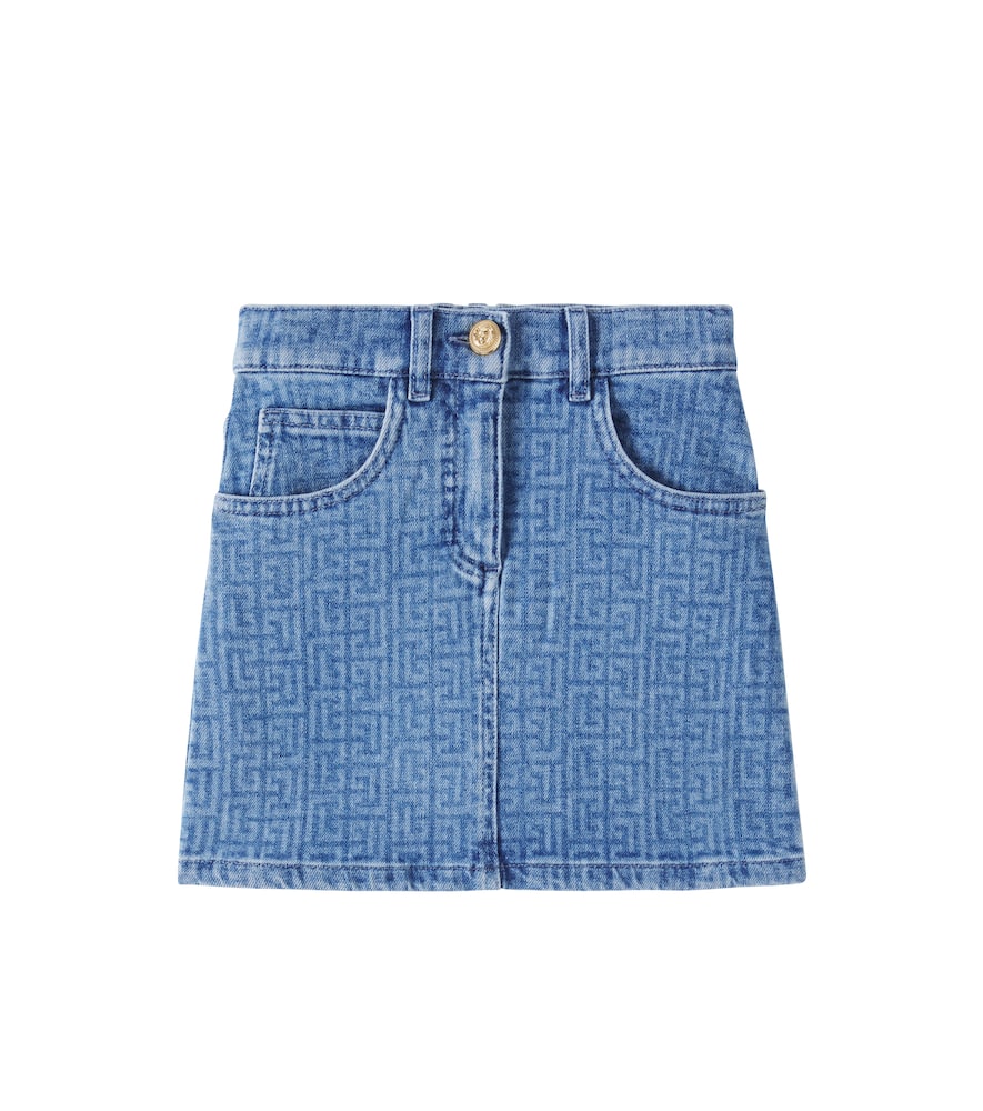 Balmain Kids Monogram denim skirt