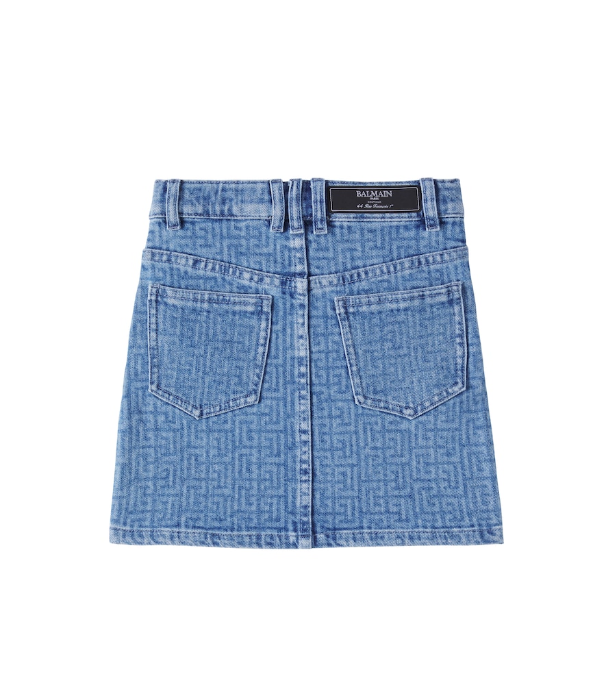  Balmain Kids Balmain Kids Monogram Denim Skirt 