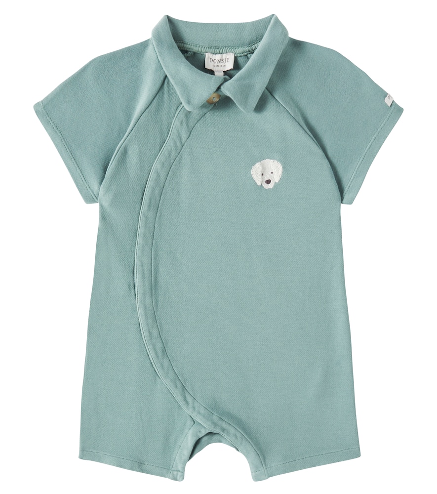 Donsje Baby Adriaen Cotton Playsuit In Green Bay