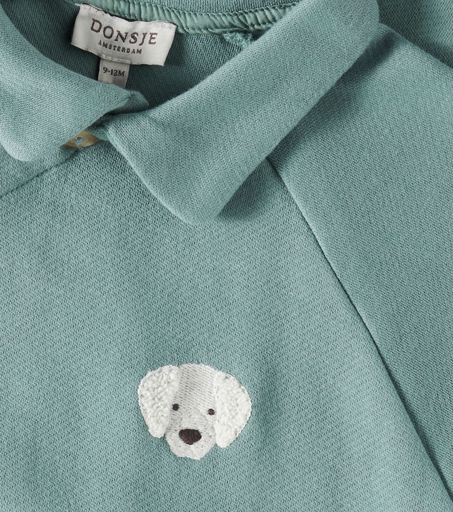 Donsje Baby Adriaen Cotton Playsuit In Green Bay