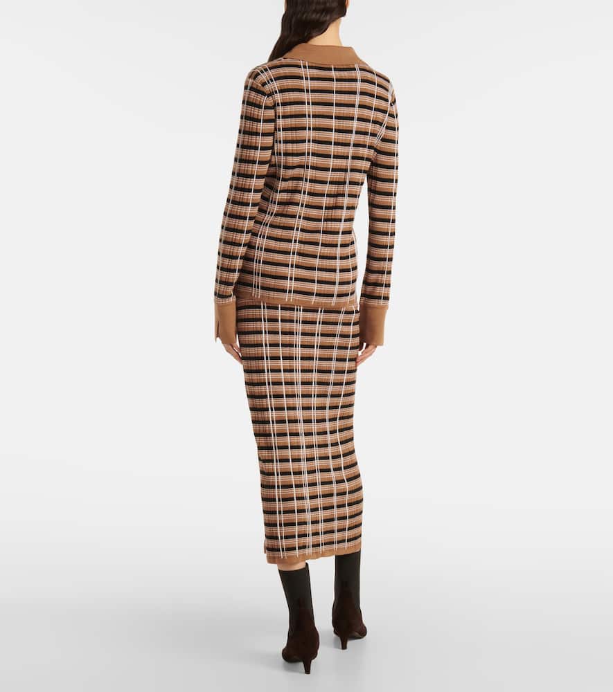 Joseph Checked Wool And Silk Polo Sweater In Neutrals