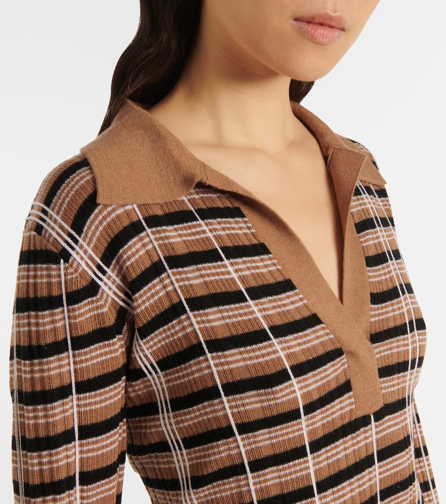 Joseph Checked Wool And Silk Polo Sweater In Neutrals