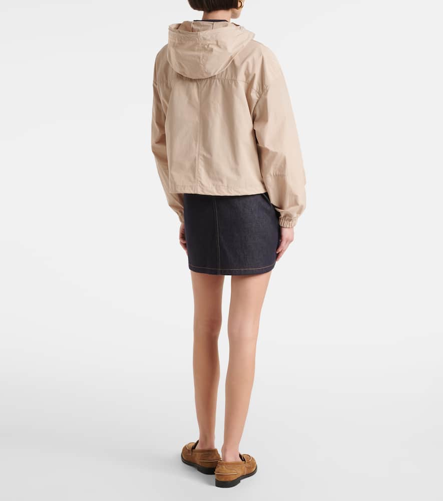 Moncler Sauvan Hooded Cotton Blend Jacket In Beige