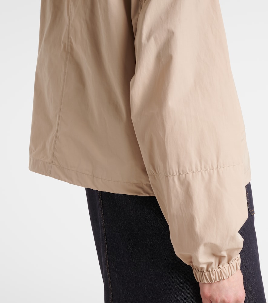 Moncler Sauvan Hooded Cotton Blend Jacket In Beige