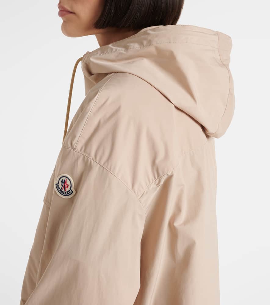 Moncler Sauvan Hooded Cotton Blend Jacket In Beige
