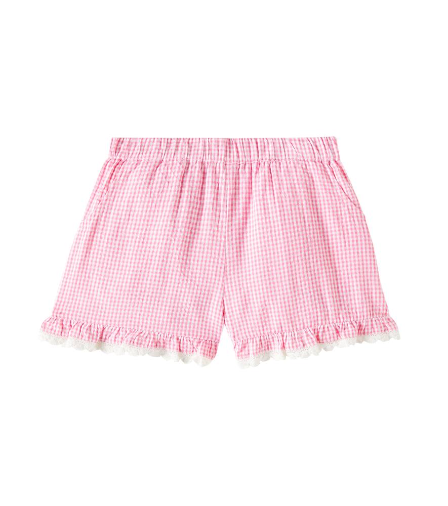 Shop Louise Misha Vallaloid Checked Cotton Shorts In Pink