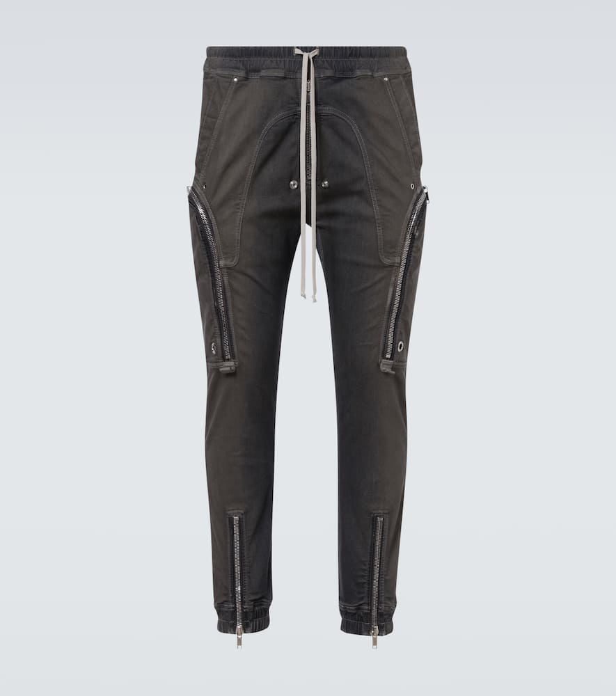 Rick Owens Elastic Waist Cargo Trousers Featuring Pockets In Gray
