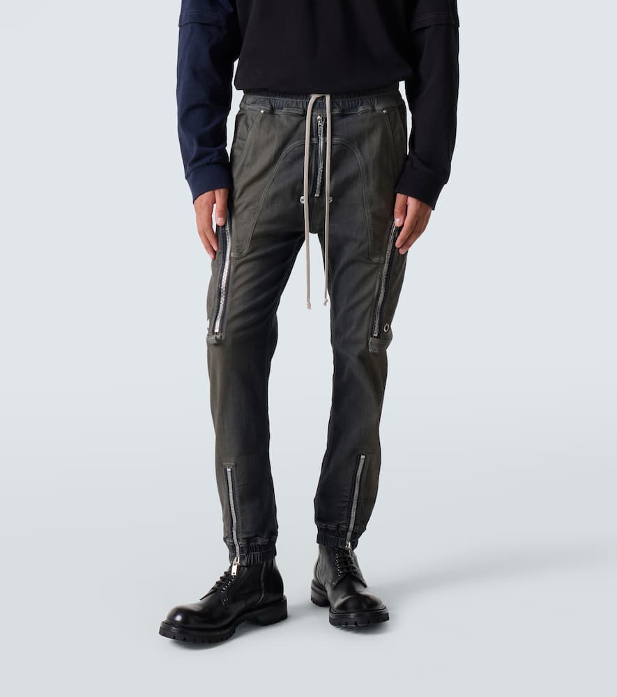 Rick Owens Elastic Waist Cargo Trousers Featuring Pockets In Gray