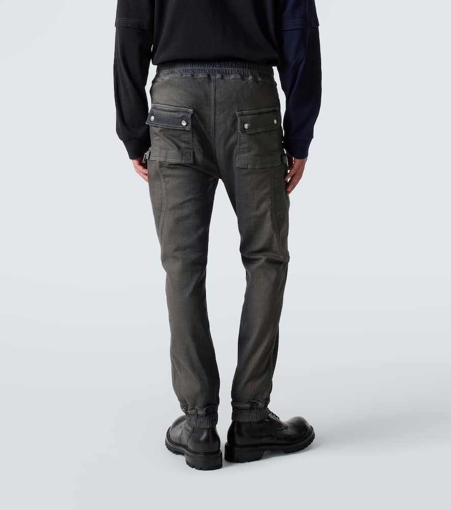 Rick Owens Elastic Waist Cargo Trousers Featuring Pockets In Gray