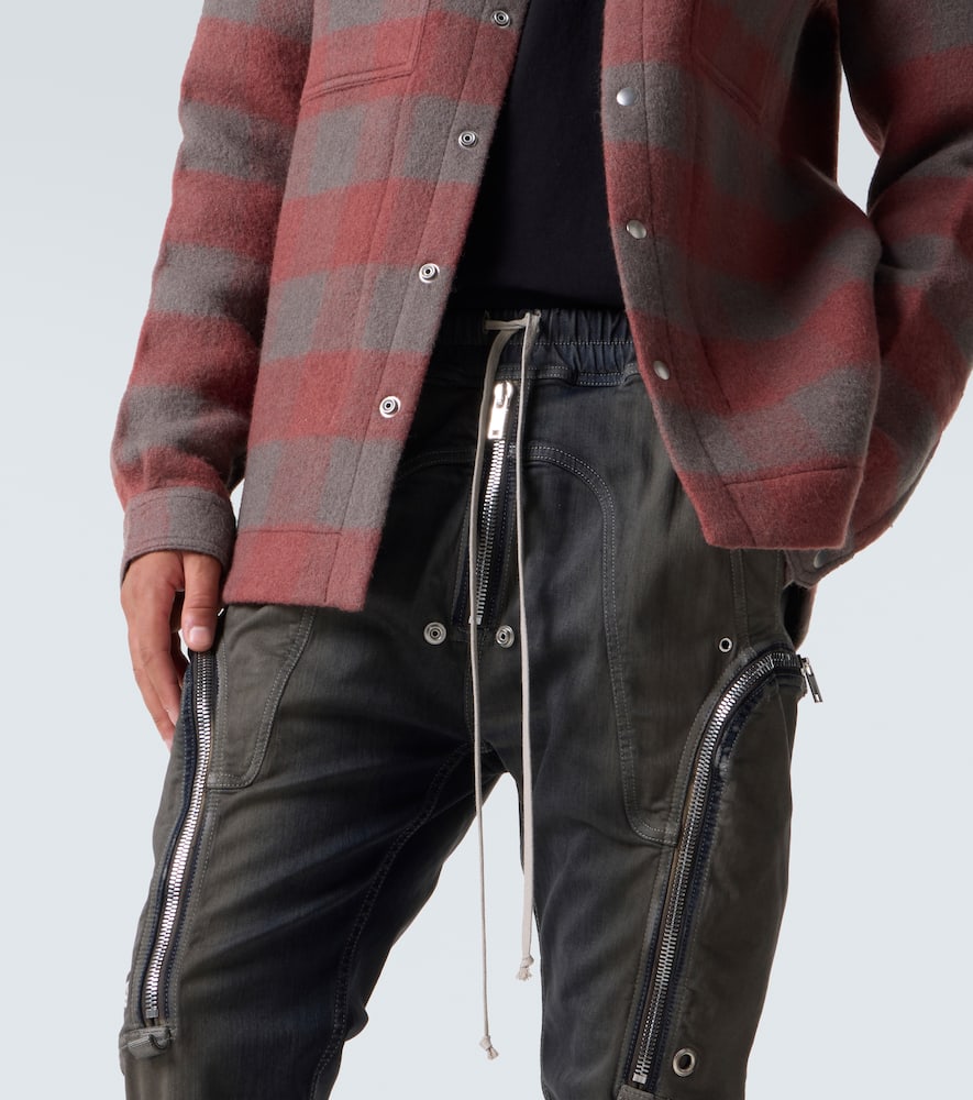 Rick Owens Elastic Waist Cargo Trousers Featuring Pockets In Gray