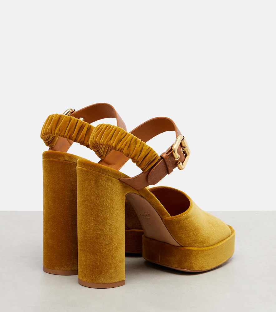 Chloé Aria Platform Sandal Gold Size 5 100% Polyester, Calf-skin Leather In Gold