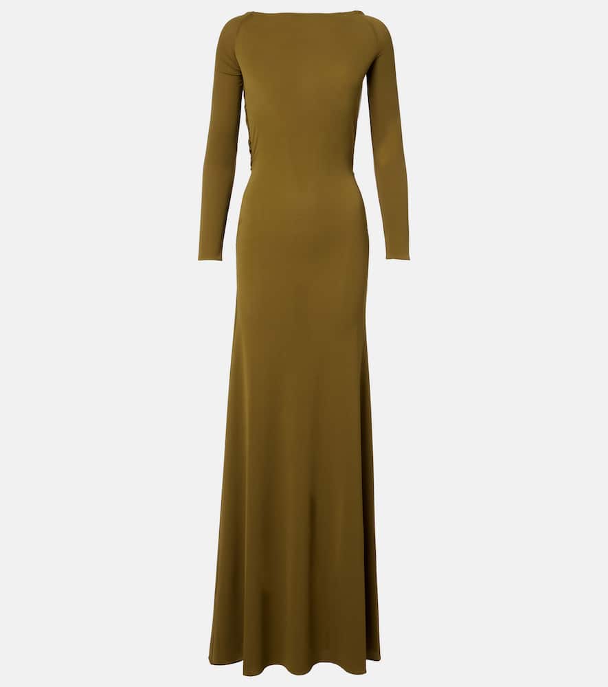 Draped open-back crêpe jersey gown