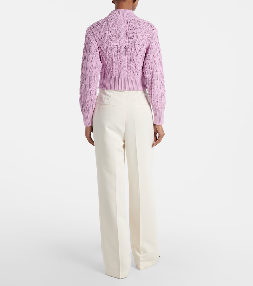 Emilia Wickstead Aleph Cable-knit Cropped Cotton Cardigan In Pink