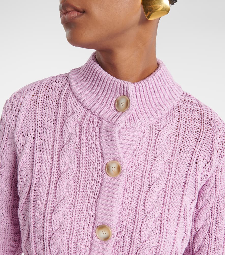 Emilia Wickstead Aleph Cable-knit Cropped Cotton Cardigan In Pink