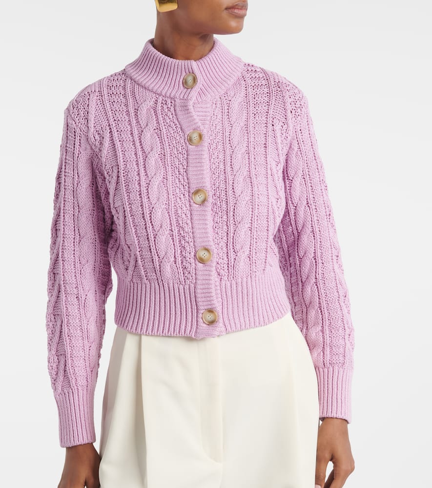 Emilia Wickstead Aleph Cable-knit Cropped Cotton Cardigan In Pink