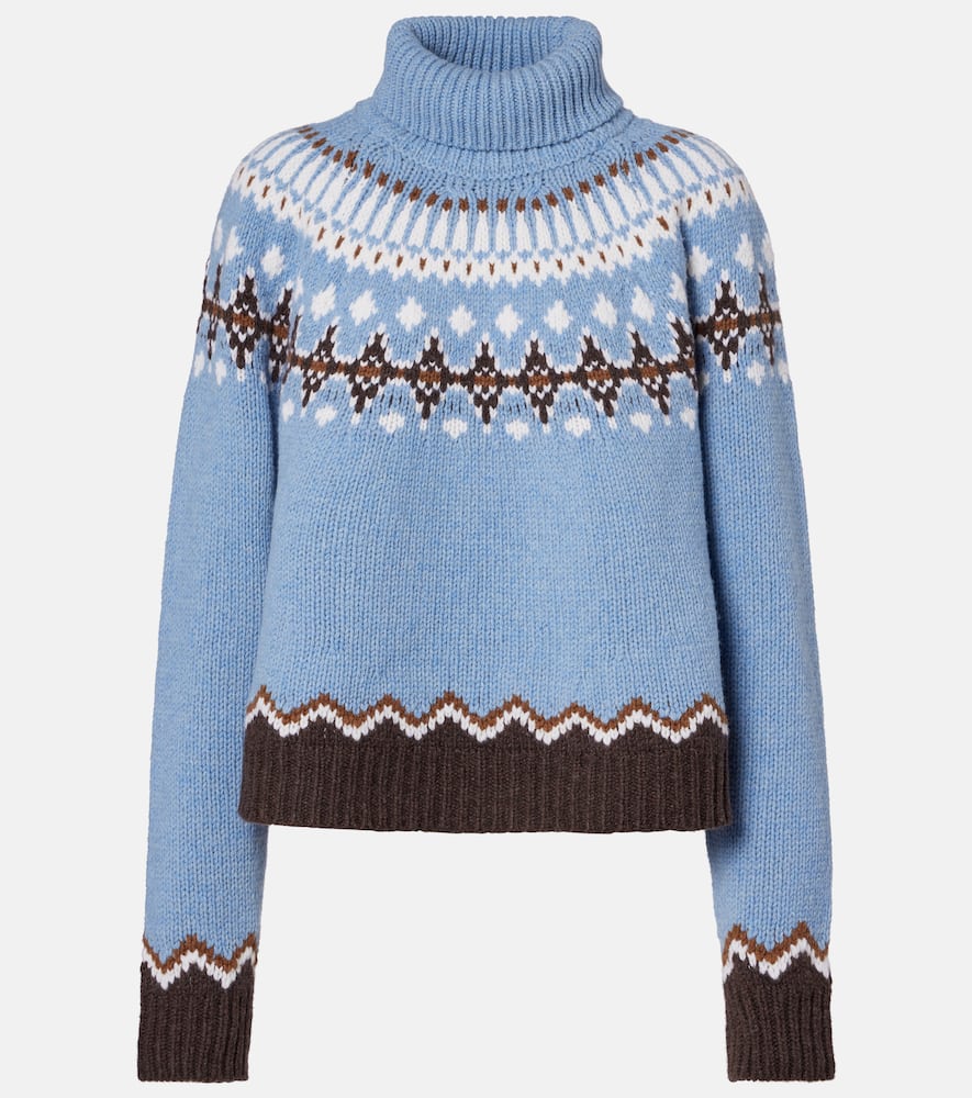 Alanui Winter Turtleneck Knitwear Fair Isle Pattern In Blue