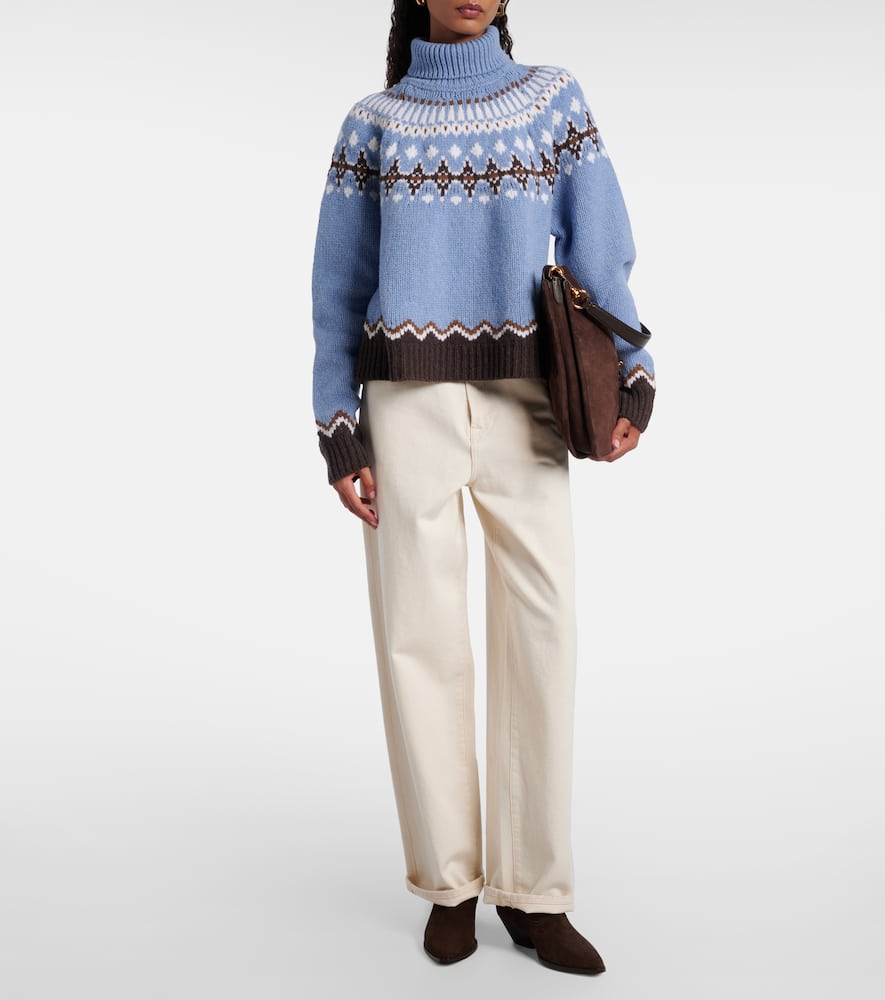 Alanui Winter Turtleneck Knitwear Fair Isle Pattern In Blue