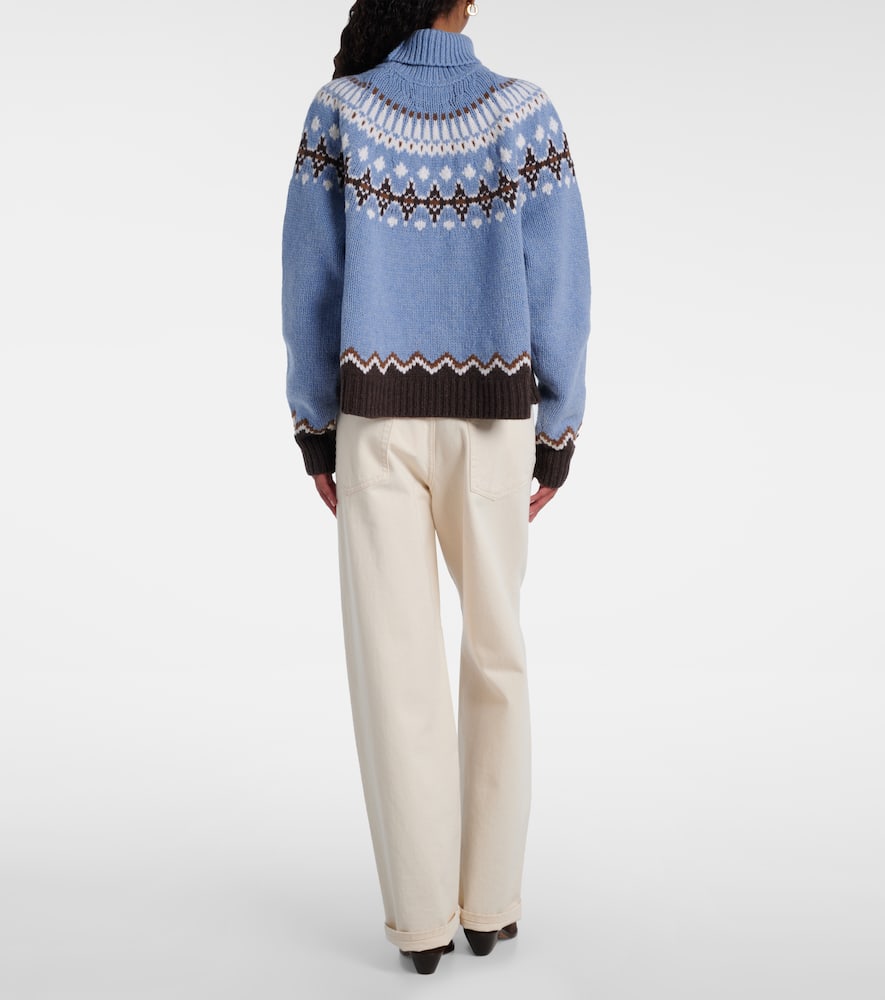 Alanui Winter Turtleneck Knitwear Fair Isle Pattern In Blue