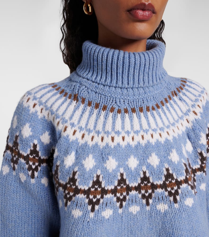 Alanui Winter Turtleneck Knitwear Fair Isle Pattern In Blue