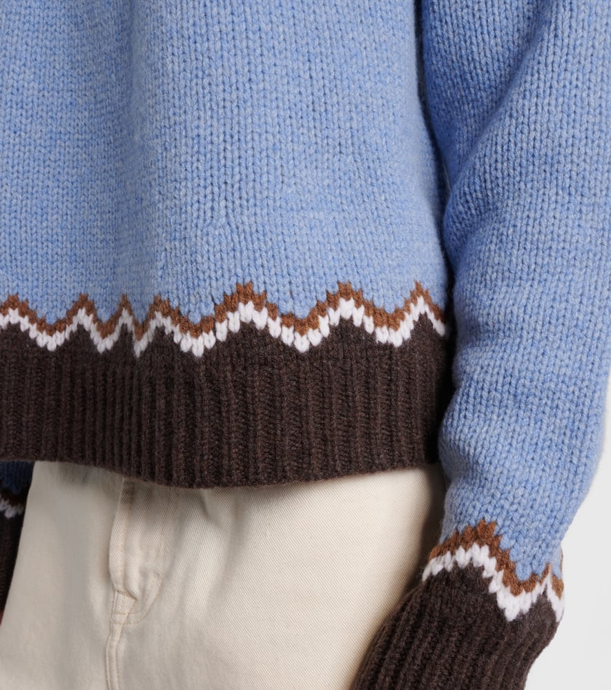 Alanui Winter Turtleneck Knitwear Fair Isle Pattern In Blue