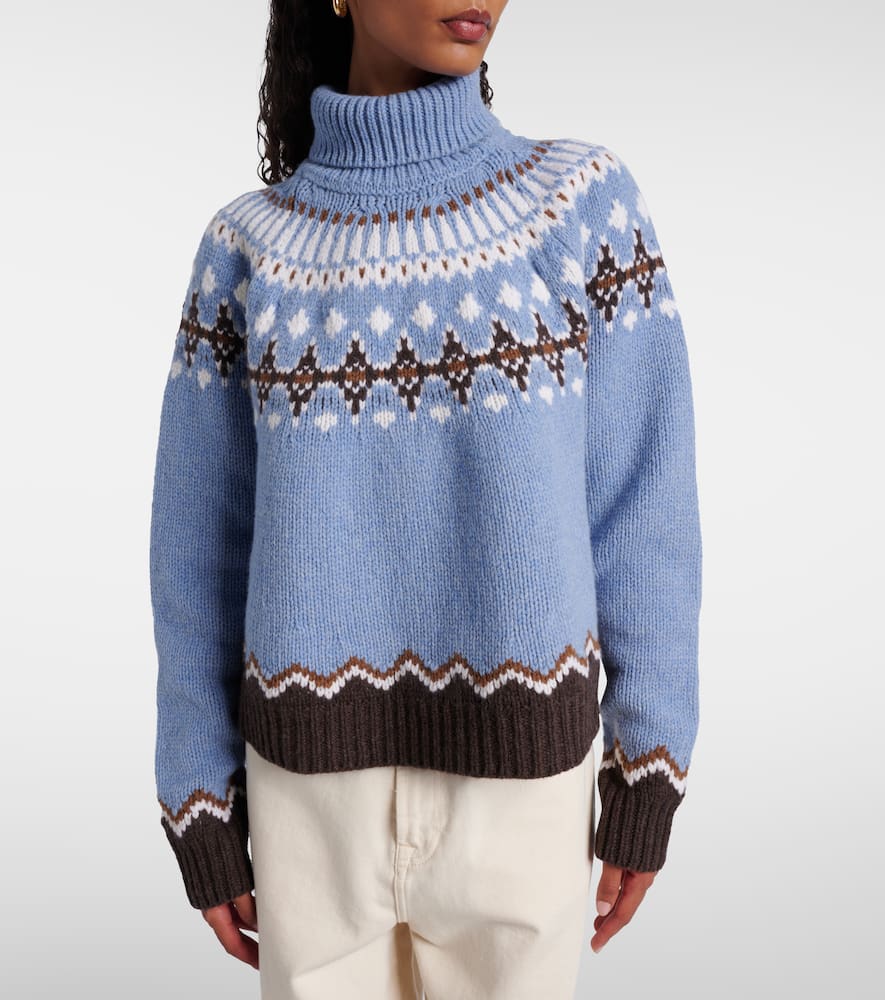 Alanui Winter Turtleneck Knitwear Fair Isle Pattern In Blue