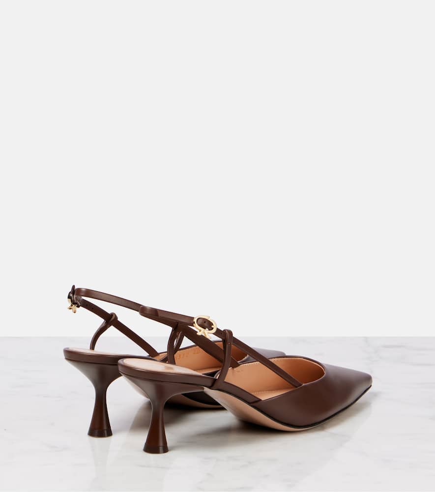 Gianvito Rossi Ascent 55 Leather Slingback Pumps In Brown
