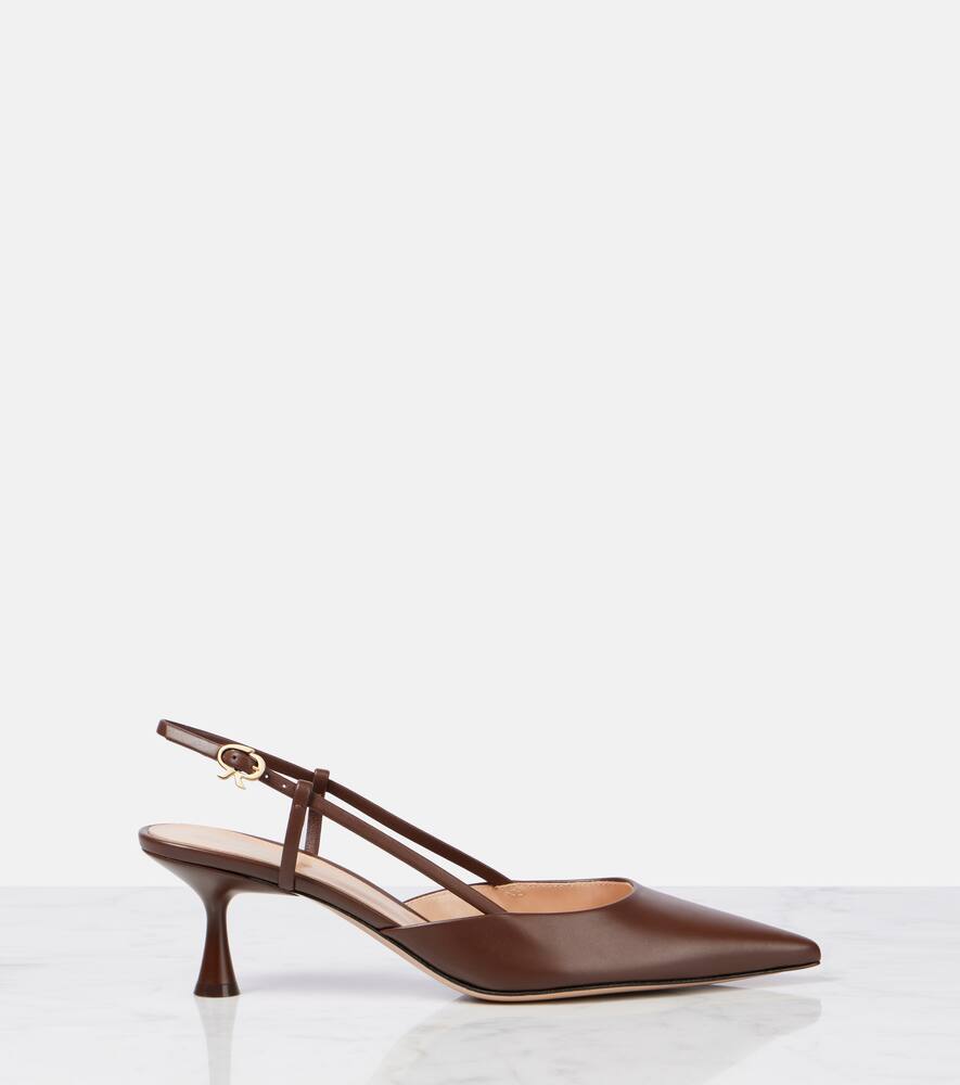 Gianvito Rossi Ascent 55 Leather Slingback Pumps In Brown