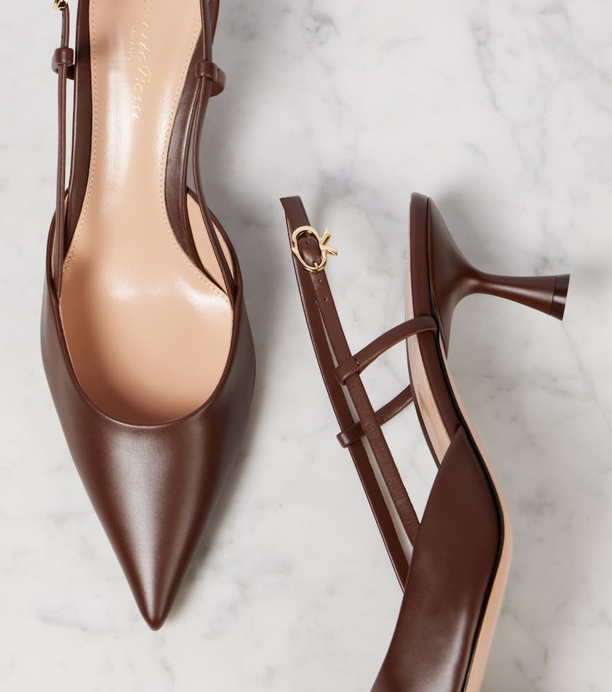Gianvito Rossi Ascent 55 Leather Slingback Pumps In Brown