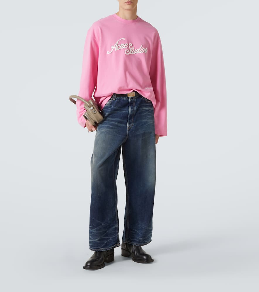 Acne Studios Logo Cotton Jersey T-shirt In Pink