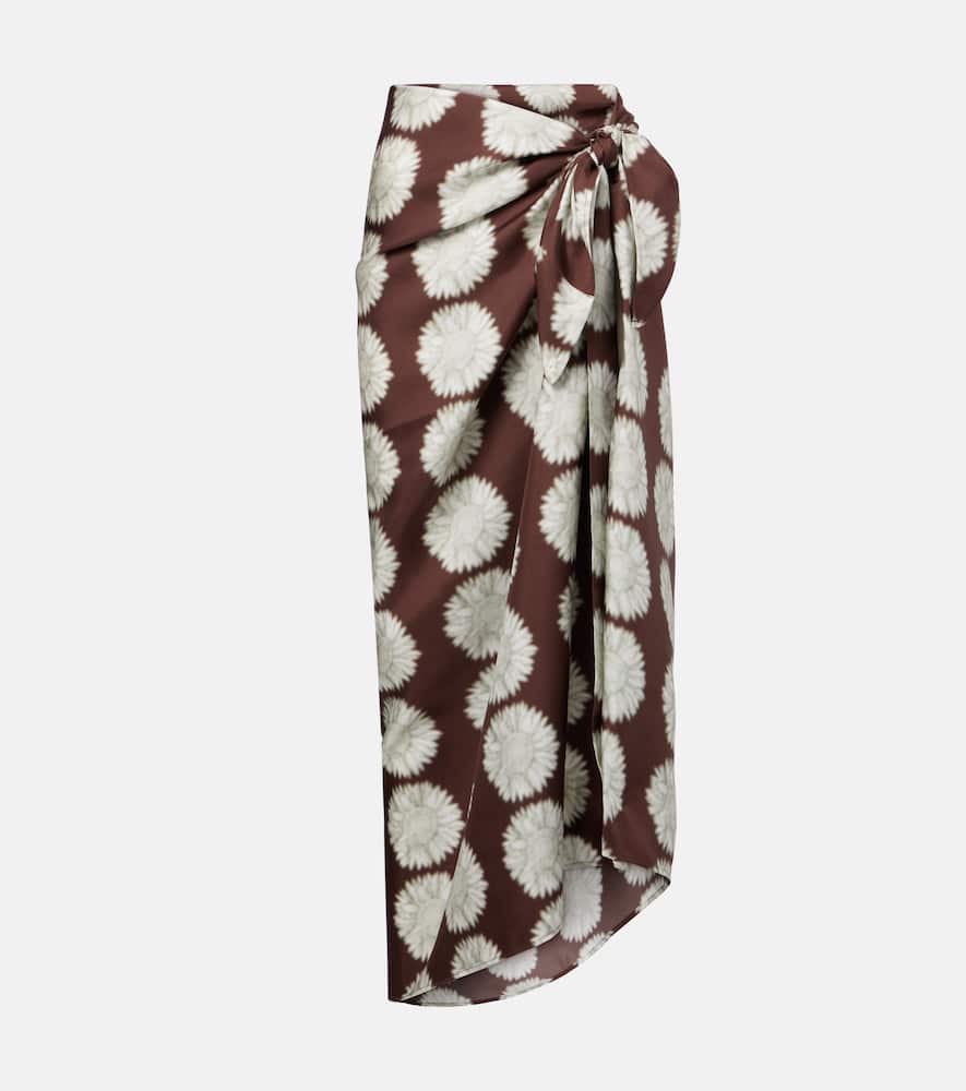 Printed silk beach cover-up
