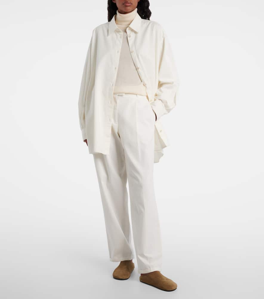 The Row Luka Oversized Cotton And Cashmere-blend Twill Shirt In White