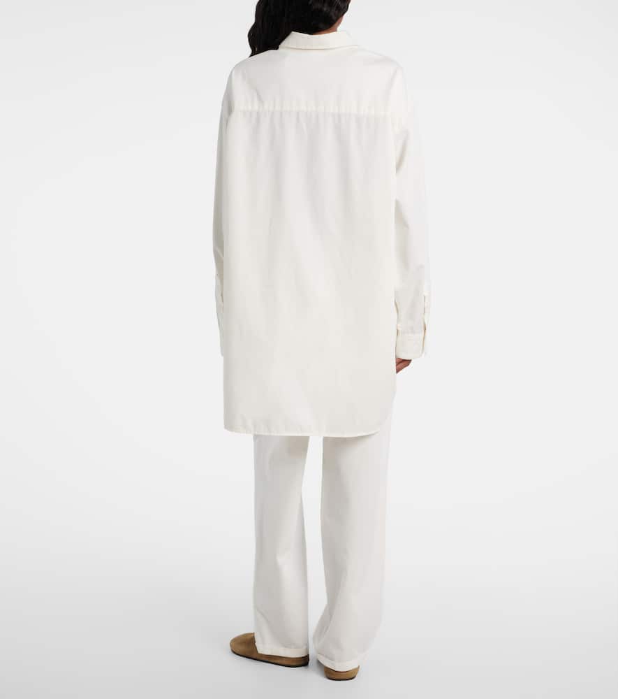The Row Luka Oversized Cotton And Cashmere-blend Twill Shirt In White